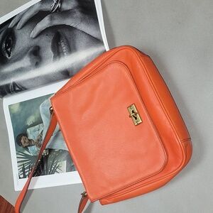 Fossil Women's Memoir Small Flap Crossbody in Bright Orange